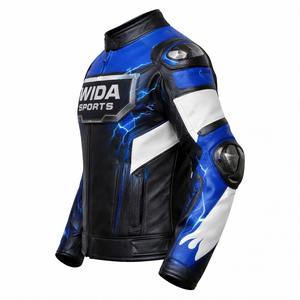 Chaqueta de Cuero para Motocicleta Wida Sports Premium, Diseño de Carreras Azul, Equipo de Protección para Motociclistas, Proveedor Mayorista 2026 - Product Image 4