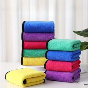 Ensemble de serviettes à main et torchons de cuisine en microfibre - Serviettes de nettoyage pour la maison écologiques, couleur unie, rectangulaires, séchage rapide - Product Image 1