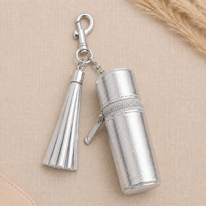 Designer Lipstick Pouch Keychain with Hanging Tassel, Mini Lip Balm Carrier for <b>Handbag</b> Decor - Product Image 2