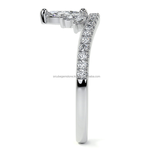 Bague main droite pour femme Marquise ronde brillante Moissanite diamant couronne inspirée plaqué or cadeau de fiançailles de mariage - Product Image 6