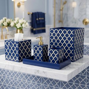 Premium Glass Bathroom Accessories Set Designer Edition | Soap Dispenser, <b>Toothbrush</b> <b>Holder</b>, Tumbler & Tray | Modern Bathroom - Product Image 4