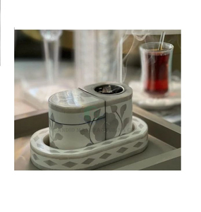 Brûleur d'encens décoratif en céramique blanche écologique à motif floral arabe, diffuseur d'aromathérapie pour la décoration de la maison - Product Image 3