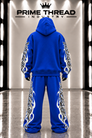Ensemble de survêtement personnalisé pour homme avec motif tête de mort, sweat à capuche oversize et pantalon de survêtement ample à jambes larges, style streetwear, deux pièces
