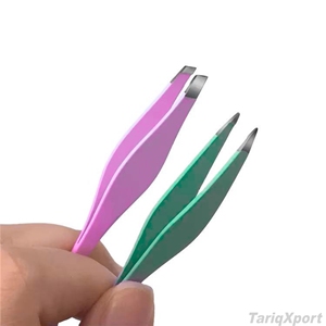 Pince à épiler professionnelle double face incurvée pour sourcils, en acier inoxydable, pointe fine, outil de beauté de précision, logo personnalisé OEM - Product Image 6