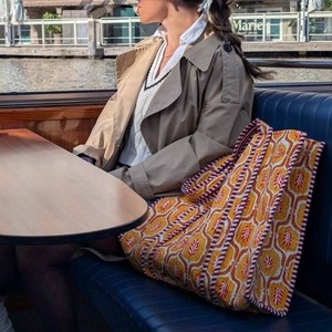 Sac fourre-tout en coton matelassé de luxe, imprimé floral jungle, sacs à bandoulière réutilisables, sacs de shopping écologiques de grande taille - Product Image 3