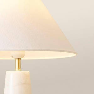 Modern Marble Accent Lamp Featuring Refined Geometric Form Soft Fabric Shade And Sophisticated Home Decor Styling Presence - Product Image 3