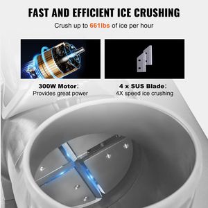 Máquina Eléctrica para Hacer Hielo Raspado de 661 lb/h, 4 Cuchillas, Cubierta de Acero Inoxidable, Trituradora y Raspadora de Hielo de 30 Pulgadas - Product Image 3