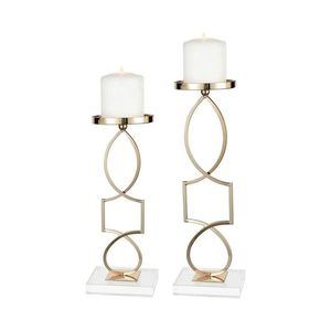 Ensemble Royal Touch 2, porte-bougies cylindriques en métal plaqué or, luxe unique, verre fumé, décoration de Noël pour la maison, METAL WAVE - Product Image 4