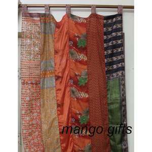 Luxury Silk Saree Door <b>Curtains</b> with Traditional Indian Design for Weddings Festivals Hotels and Home Decoration for Export Sale - Product Image 1