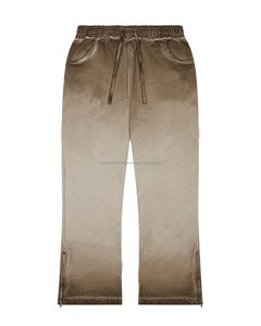 Survêtement pour homme en molleton uni d'hiver, style streetwear, avec logo personnalisé, effet délavé à l'acide, coupe évasée, broderie et appliqué usés - Product Image 6