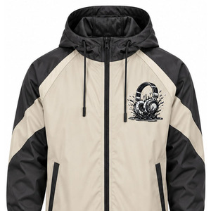 Windbreaker <b>Jacket</b> for <b>Men</b> <b>Lightweight</b> Outdoor Sports Water Resistant Full Zip Hooded Activewear Custom Garment OEM Manufacturer - Product Image 3