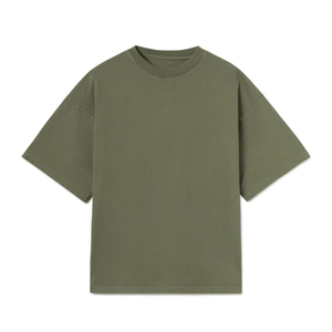 T-shirt uni surdimensionné pour homme en coton épais, coupe carrée, épaules tombantes, col rond, manches courtes, style streetwear, vente en gros - Product Image 1