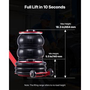 Martinetto Pneumatico a Tre Sacche da 5 Tonnellate/11023 Libbre, Sollevamento Rapido 4-10s, Altezza 18,3 Pollici/464 mm, per Tubi in Acciaio e Auto - Product Image 2