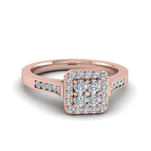 0.50 CTW Real Round Diamond <b>Ring</b> | Prong <b>Set</b> Square Cluster Design Rose <b>Gold</b> | Anniversary Gift Elegant Fine Jewelry for Women - Product Image 4