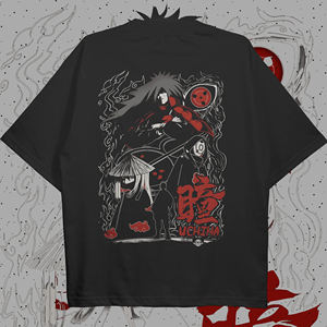 T-shirt ample respirant pour homme style anime <span class=keywords><strong>Madara</strong></span> Uchiha, col en V tricoté, couleur unie, polyester/coton, haute qualité - Product Image 1