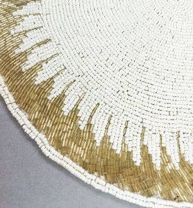 Luxury Eco-Friendly Customizable Decorative Handmade <b>Beaded</b> Floral Pattern <b>Placemat</b> Premium Home Styling Artisan Quality - Product Image 4