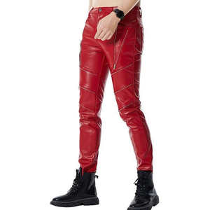 Pantalon en cuir pour homme, coupe droite, taille mi-haute, léger, respirant, écologique, couleur unie, pour usage décontracté, très vendu - Product Image 2