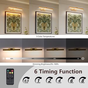Applique murale LED moderne dorée de 16 pouces pour salle de bain, à intensité variable, avec fonction éclairage au-dessus du miroir - Product Image 5