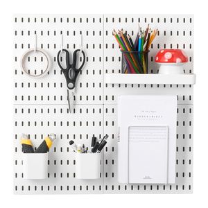 Kit Combinato di Pannelli Forati Minimalisti 28x28 cm in Plastica, 4 Pannelli, Organizer da Parete per Attrezzi da Garage, Accessori - Product Image 1