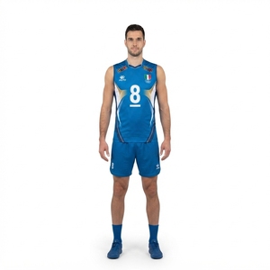 Camiseta de Voleibol Personalizada Sublimada de Poliéster Reciclado para Hombre, Cuello en V, Corte Ajustado, Sin Mangas, 145-155 GSM, Uniforme de Equipo Nacional de Élite - Product Image 1