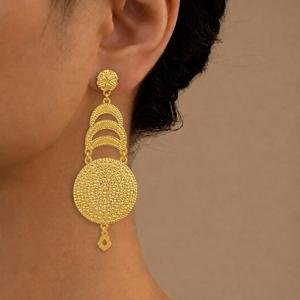 Wholesale 14K18K24K Gold Plated <b>Forming</b> Dangle Earrings Set Turkish Arabic Design for Bridal Wedding Fashion Dangle Earrings Set - Product Image 2