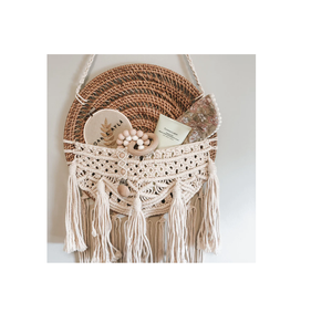 Panier de rangement artisanal de qualité industrielle en paille, panier en macramé en jonc de mer avec poignée, panier en rotin pour la décoration intérieure - Product Image 6