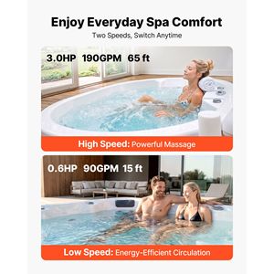 Bomba para SPA de 3 HP, Bomba para Jacuzzi de 2 Velocidades, Marco 48, Puerto de 1.5" y 2", 230V, 190 GPM (alta velocidad), 90 GPM (baja velocidad), Rotación de 90 Grados - Product Image 3