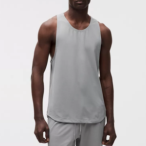 High Quality <b>Men's</b> Sporty Summer Hooded Workout <b>Vest</b> Loose Stand Collar Fitness Breathable Gym Tank Tops Running Washed Front - Product Image 4