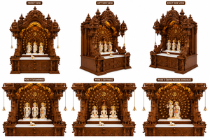 Big Size Traditional Teak Wood <b>Mandir</b> Heavy Carved Peacock Durable Pooja <b>Mandir</b> Om Design Prayer Shrine USA Villa - Product Image 6