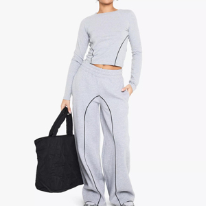 Men's Gray Sweatpants <b>Elastic</b> <b>Waist</b> Side Stripe Casual Jogger Pants Breathable Knitted Cotton Autumn Wear - Product Image 4