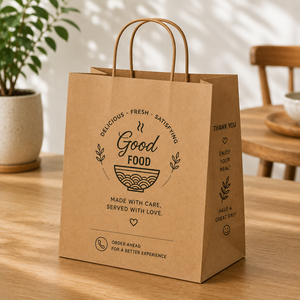 Sac en papier kraft écologique avec poignées torsadées, impression sérigraphique, style classique, emballage alimentaire, sac plat standard - Product Image 6