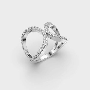 Bague de luxe en or jaune avec papillon pavé de diamants de laboratoire taille brillant rond - Product Image 2