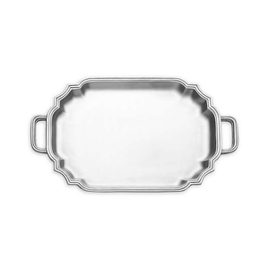 Plateau de service rectangulaire en métal avec poignées dorées, design moderne, pour la présentation de nourriture, les collations, les desserts et les sucreries. - Product Image 4
