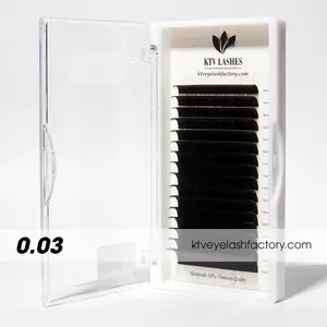 KTV LASHES Hot Sale High Quality Premium Mink 0.03mm CC D L Curl Volume Eyelash Extensions Matte Dark Black Handmade OEM