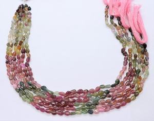 Perles de tourmaline naturelle multicolores, lisses, taillées en forme de poire, 4x6 mm, perles de pierres précieuses en tourmaline, brin de 12 pouces, tourmaline en forme de poire - Product Image 1