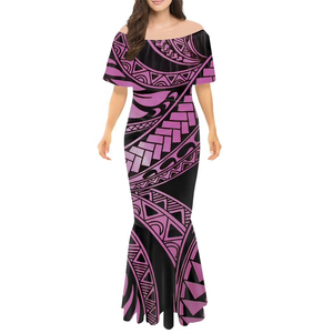 Robe Puletasi Samoane Traditionnelle, Imprimé Polynésien Personnalisé, Robes Sirène Épaules Dénudées, Robes Puletasi Moulantes pour Femmes - Product Image 6