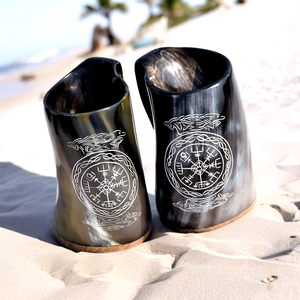 Diseño moderno de lujo tallado Buffalo Dinrking Horn Mug Viking Drinking Cuernos tallados Mug Historical Best by Crescent Crafts - Product Image 5