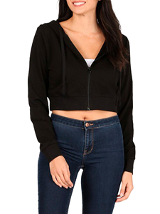 Sudadera Corta con Capucha para Mujer, Manga Larga, Estilo Casual, Felpa Francesa, Cierre de Cremallera, Venta Caliente - Product Image 6