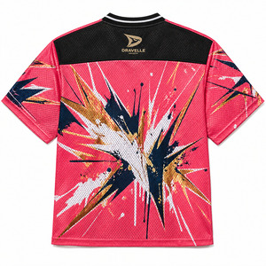 เสื้อบาสเก็ตบอลโอเวอร์ไซส์สไตล์ Y2K ขายส่ง พิมพ์ลายแบบ DTG สไตล์สแปลตเตอร์ ผ้าตาข่าย เสื้อกีฬาเรโทร - Product Image 3
