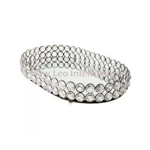 High Quality Vintage Metal <b>Crystal</b> Diamond Serving Tray Table <b>Top</b> Decor Luxury Rectangle Shiny Polished - Product Image 2