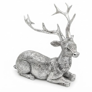 Silver Reindeer Figurine Zinc Alloy Animal Sculpture Home Decoration <b>Christmas</b> Tabletop Accent Traditional Design - Product Image 1