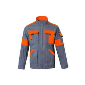 Vêtements de travail pour hommes, uniforme gris avec bordure orange, haute visibilité, plusieurs poches, usage industriel - Product Image 4