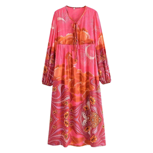 Vestido Midi Estampado Bohemio para Mujer, Atuendo Casual de Verano - Product Image 1