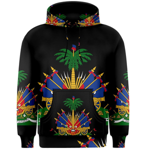 Men's Pullover Fleece Black Sublimation Print Palm <b>Tree</b> 3D Pocket Design Regular Fit Polyester Casual Winter Wear - Product Image 5