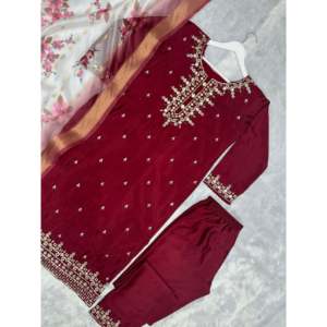 Ensemble haut et bas pour femmes, vêtements de soirée, avec dupatta fantaisie - Product Image 3