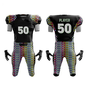 Uniforme de football américain personnalisé, maillot rayé rouge et blanc, pantalon sublimé, respirant, coupe athlétique pour hommes, toutes saisons - Product Image 5
