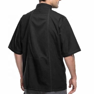 Veste de chef unisexe à manches courtes en polyester et coton, uniforme de restaurant et de bar, veste de chef - Product Image 5