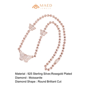 Collier pendentif papillon en moissanite plaqué or rose, bijoux de mode, collier à fine chaîne, New York City, look élégant et chic pour femmes - Product Image 6