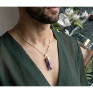 Colgante de cristal de amatista hecho a mano, collares de cristal natural al por mayor de la India - Product Image 4