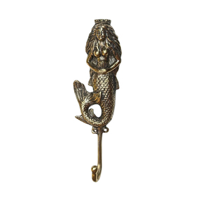 Gancho de Pared de Metal Vintage Hecho a Mano con Diseño de Sirena, Decorativo, Temática Costera, para Colgar Toallas o Batas, Herraje Metálico para Baño - Product Image 1